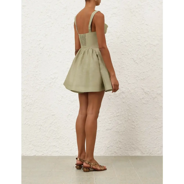 Zimmermann Rebellion Drape Mini Dress in Palm - Dresses
