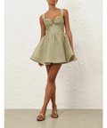 Zimmermann Rebellion Drape Mini Dress in Palm - Dresses