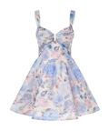 Zimmermann Rebellion Drape Mini Dress in Sky Bloom - 12 / Floral - Dresses