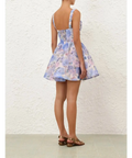 Zimmermann Rebellion Drape Mini Dress in Sky Bloom - 12 / Floral - Dresses