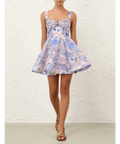 Zimmermann Rebellion Drape Mini Dress in Sky Bloom - 12 / Floral - Dresses