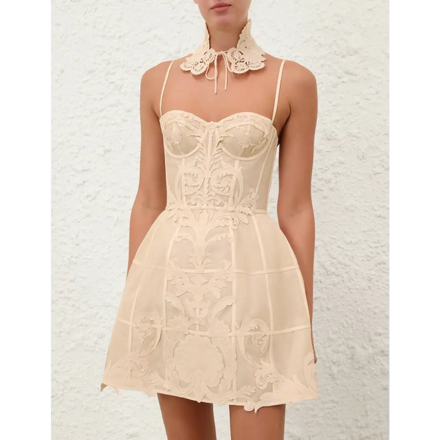 Zimmermann Rebellion Filigree Mini Dress in Cream - Dresses