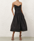 Zimmermann Rebellion Fitted Picnic Dress black size 3/AU14 - Midi Dress