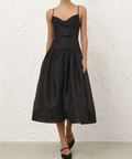 Zimmermann Rebellion Fitted Picnic Dress black size 3/AU14 - Midi Dress