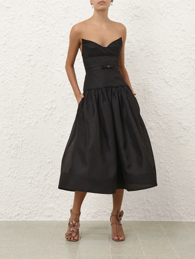 Zimmermann Rebellion Fitted Picnic Dress black size 3/AU14 - Midi Dress