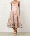 Zimmermann Rebellion Fitted Picnic Dress pink size 3 / AU 14 - Midi Dress