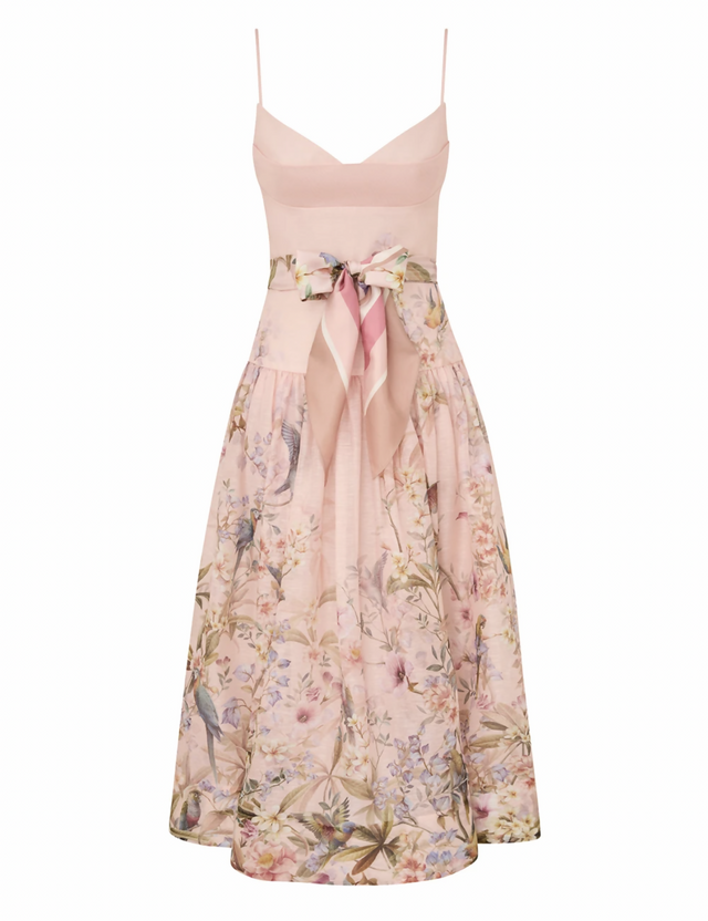 Zimmermann Rebellion Fitted Picnic Dress pink size 3 / AU 14 - Midi Dress