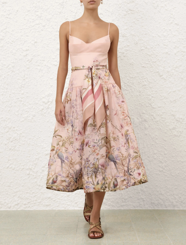 Zimmermann Rebellion Fitted Picnic Dress pink size 3 / AU 14 - Midi Dress