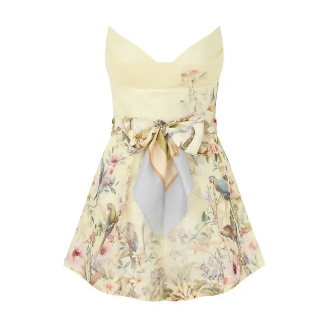 Zimmermann Rebellion Fitted Playsuit in Lemon Aviary - Playsuits