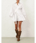 Zimmermann Rebellion Poplin Mini Dress - 8 / White - Dresses
