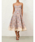 Zimmermann Rebellion Tuck Midi Dress - 12 / Print - Dresses