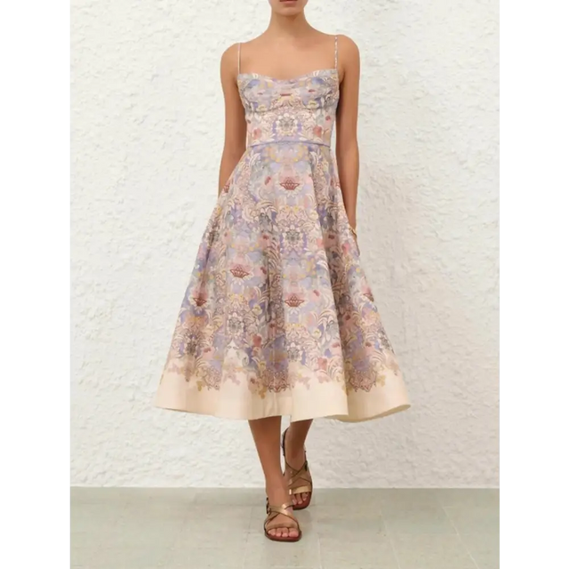 Zimmermann Rebellion Tuck Midi Dress - 12 / Print - Dresses