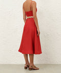 Zimmermann Rebellion Tuck Midi Dress in Red - 12 / Red - Dresses