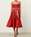 Zimmermann Rebellion Tuck Midi Dress in Red - 12 / Red - Dresses