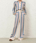 Zimmermann Relaxed Scarf Shirt and Pant Set in Ticking Stripe - Outfit Sets