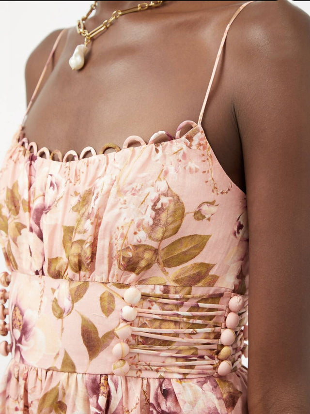 Zimmermann Rosa Lace-up Floral Print Linen Midi Dress | Passion For Fashion Zimmermann Rosa Lace-up Floral Print Linen Midi Dress | Passion For Fashion
