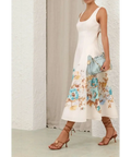 Zimmermann Scarborough Midi Dress in Cream/Teal Floral - 12 / Print - Dresses