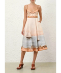 Zimmermann Scarborough Picnic Midi Dress in Peach Nautical Map - 12 / Print - Dresses