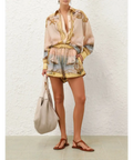 Zimmermann Scarborough Relaxed Shirt and Short Set in Yellow Nautical Map - Outfit Sets