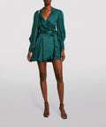 Zimmermann Silk Wrap Mini Dress in Green Size 10 12 14 & 16 - Dresses