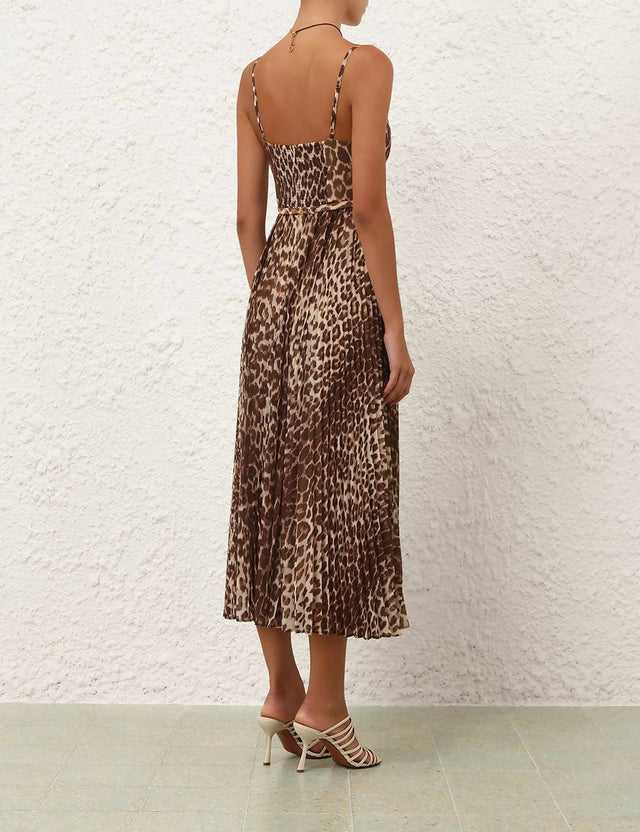 Zimmermann Sunray Leopard Pleated Picnic Dress Brown Size / AU 6 - 6 / Print - Dresses