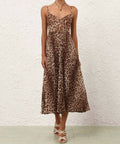 Zimmermann Sunray Leopard Pleated Picnic Dress Brown Size / AU 6 - 6 / Print - Dresses