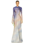 Zimmermann Tama Bias Slip Maxi Dress Vanilla Blue Sky Size 2 - 12 / Multi - Dresses