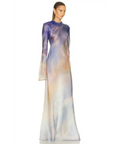 Zimmermann Tama Bias Slip Maxi Dress Vanilla Blue Sky Size 2 - 12 / Multi - Dresses