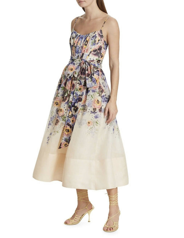Zimmermann - Zimmermann Tama Corset Midi Dress in Purple Pansy