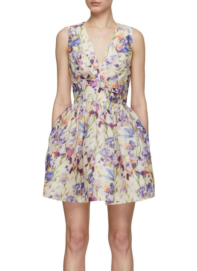 Zimmermann - Zimmermann Tama V Neck Mini Dress Floral Size 0 / AU 8