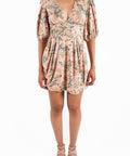zimmermann tempest lace up dress Zimmermann Tempest Lace-Up Mini Dress Blush Floral Print Silk Size 0 Celebrity Owned