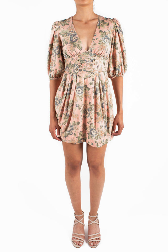 Zimmermann Tempest Lace up Mini Dress - 10 / Floral - Dresses