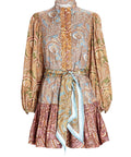 Zimmermann Tempo Spliced Paisley Mini Dress Multi Size AU 8 - Dresses