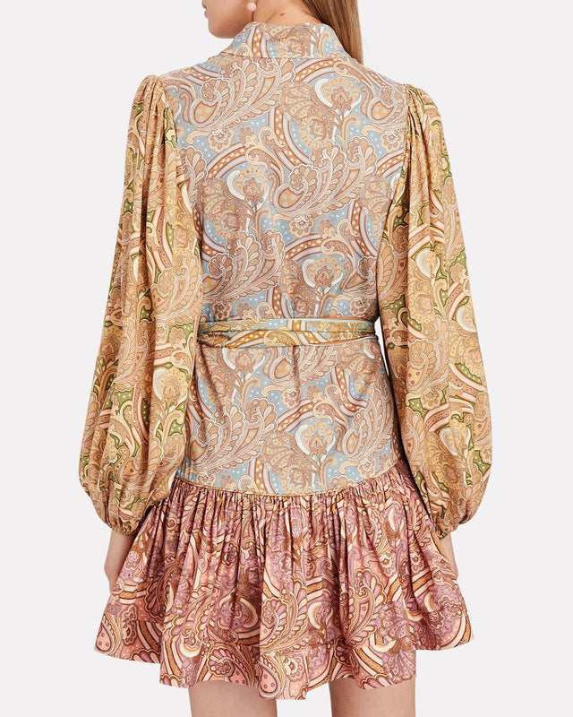 Zimmermann Tempo Spliced Paisley Mini Dress Multi Size AU 8 - Dresses