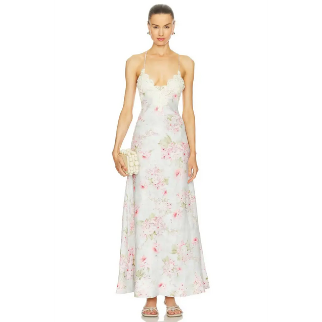 Zimmermann The Halliday A-line Midi Dress in Blue Watercolour Floral Size 1/AU 10 - 10 / Multi - Dresses