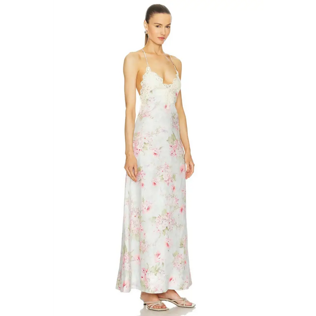 Zimmermann The Halliday A-line Midi Dress in Blue Watercolour Floral Size 1/AU 10 - 10 / Multi - Dresses