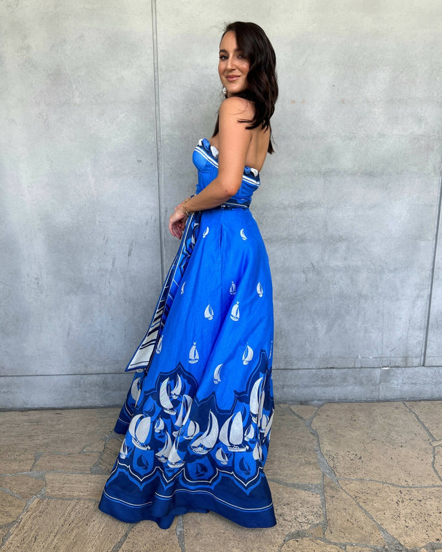 Zimmermann - Zimmermann The High Tide Eyelet Maxi Dress in Blue Sailboats