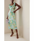 Zimmermann - Zimmermann The High Tide Frilled Midi in Aqua Ikat Floral