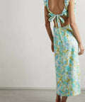 Zimmermann - Zimmermann The High Tide Frilled Midi in Aqua Ikat Floral