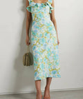 Zimmermann - Zimmermann The High Tide Frilled Midi in Aqua Ikat Floral