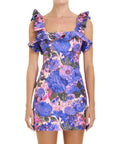 Zimmermann - Zimmermann The High Tide Frilled Mini in Purple Ikat Floral