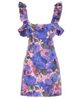 Zimmermann - Zimmermann The High Tide Frilled Mini in Purple Ikat Floral
