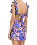 Zimmermann - Zimmermann The High Tide Frilled Mini in Purple Ikat Floral