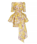 Nikki H - Zimmermann The High Tide Peplum Mini in Yellow Ikat Floral