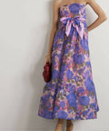 Nikki H - Zimmermann The High Tide Strapless Dress in Purple Ikat Floral