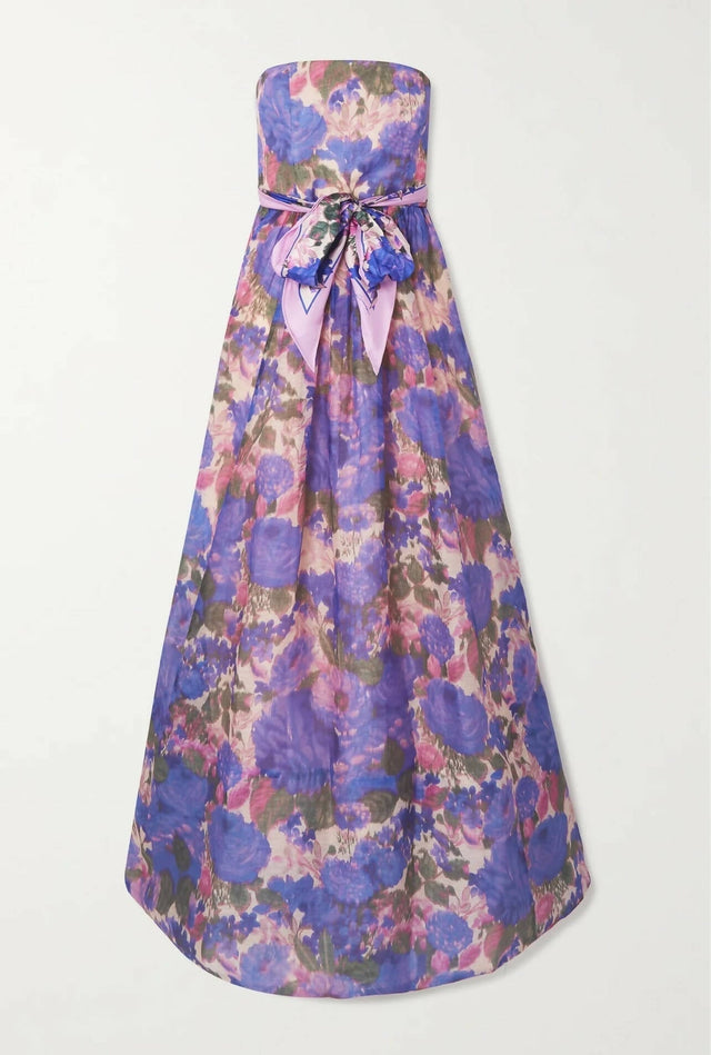 Nikki H - Zimmermann The High Tide Strapless Dress in Purple Ikat Floral