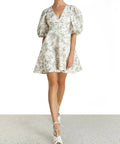 Zimmermann - Zimmermann The Linen Day Mini Dress in Olive Toile Print