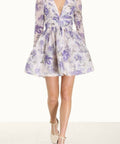 Zimmermann The Lyrical Cross Over Mini in Blue Iris Cream Size 0/ AU 8 - 8 / Print - Dresses