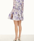 Zimmermann The Lyrical Cross Over Mini in Blue Iris Cream Size 0/ AU 8 - 8 / Print - Dresses