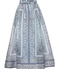 Zimmermann - Zimmermann the Matchmaker Fitted Blouse and Gathered Midi Skirt in Blue Bandana Size 1/AU 10